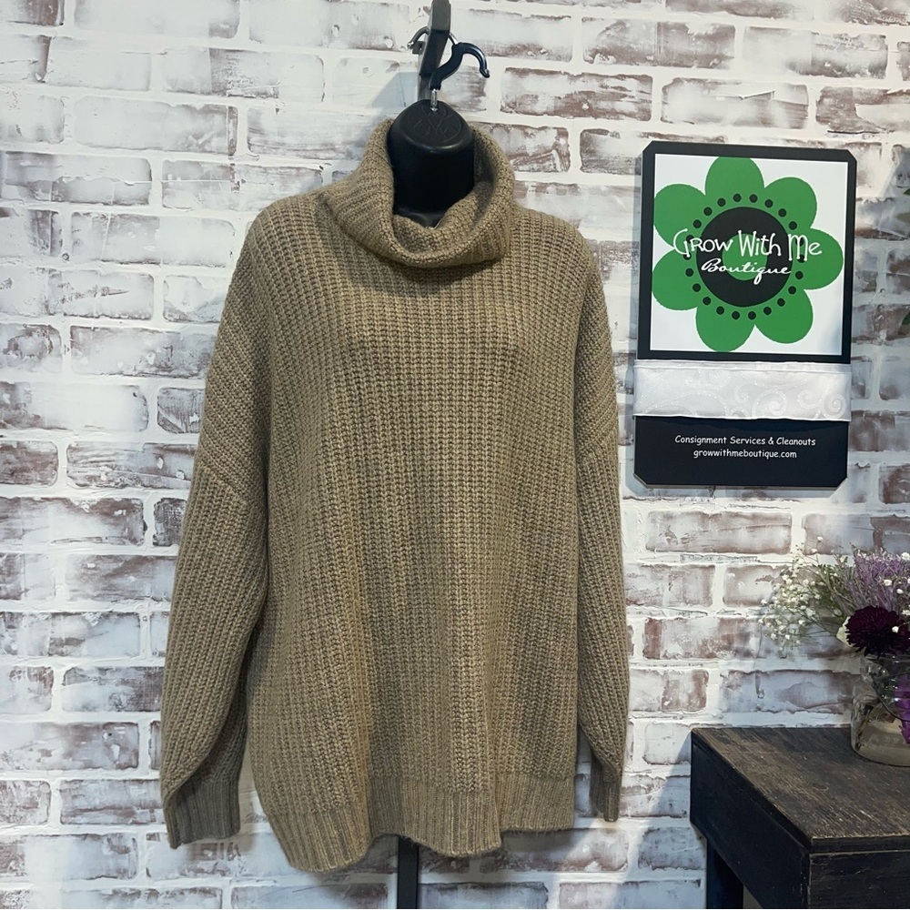 Splendid cowlneck Tan Knit Sweater Womens large